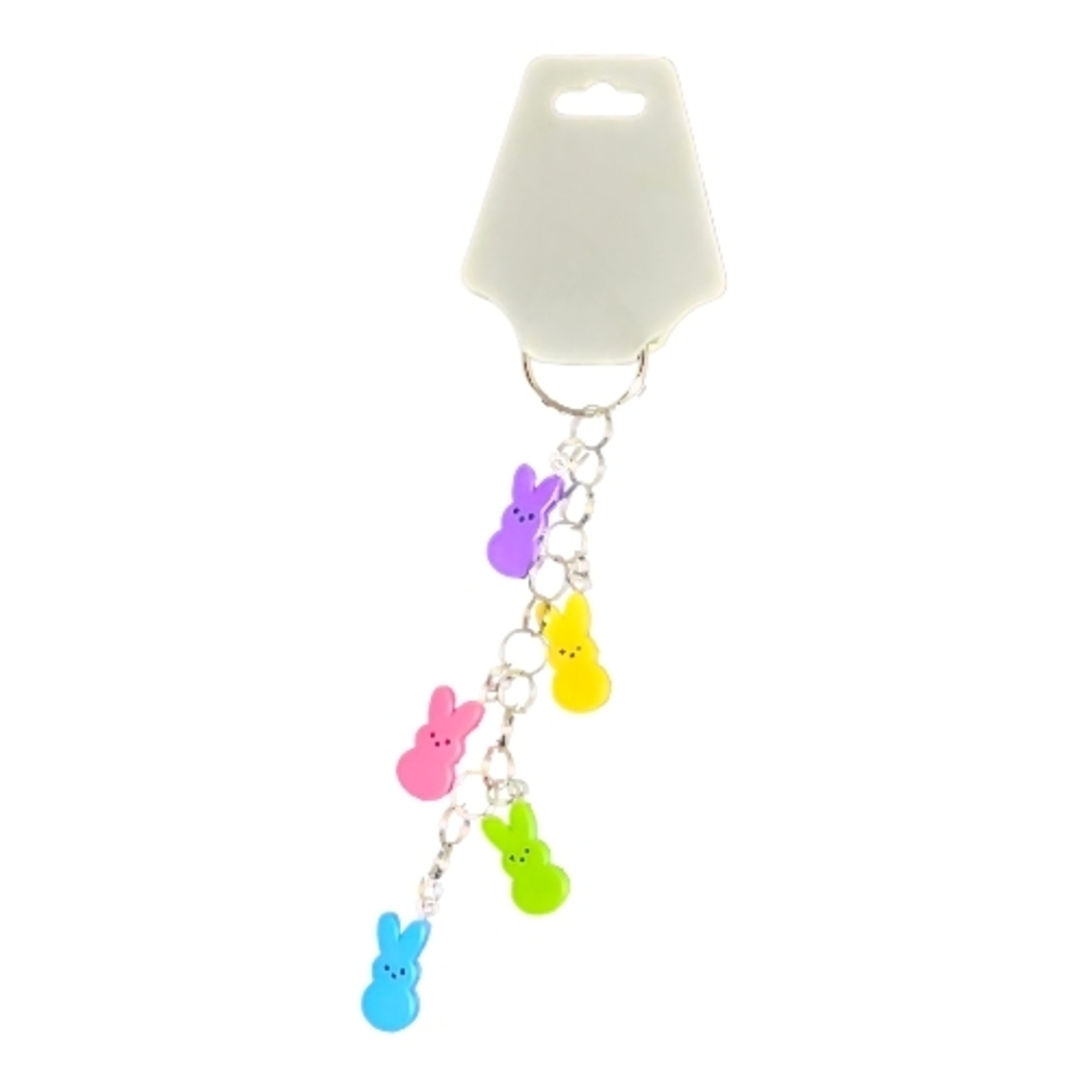 Handmade Bunny Peep Keychain Multicolor Easter Charm Keyring Cute Spring - Picture 3 of 5